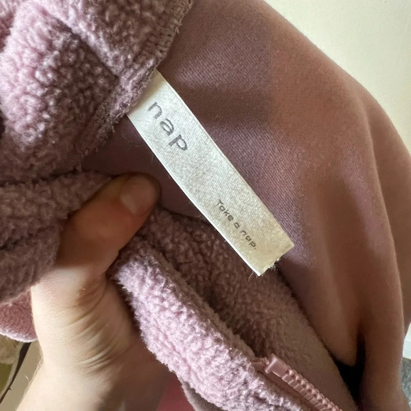 Nap Contrast-Trim Hooded Terry Jacket Pink Cream - Picture 6 of 8